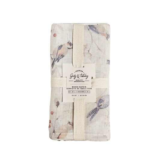 Birds Linen Blend Napkin s/4