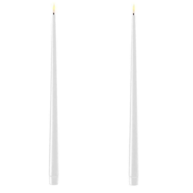Glossy White Wetlook LED Tapers 15" (Set of 2)