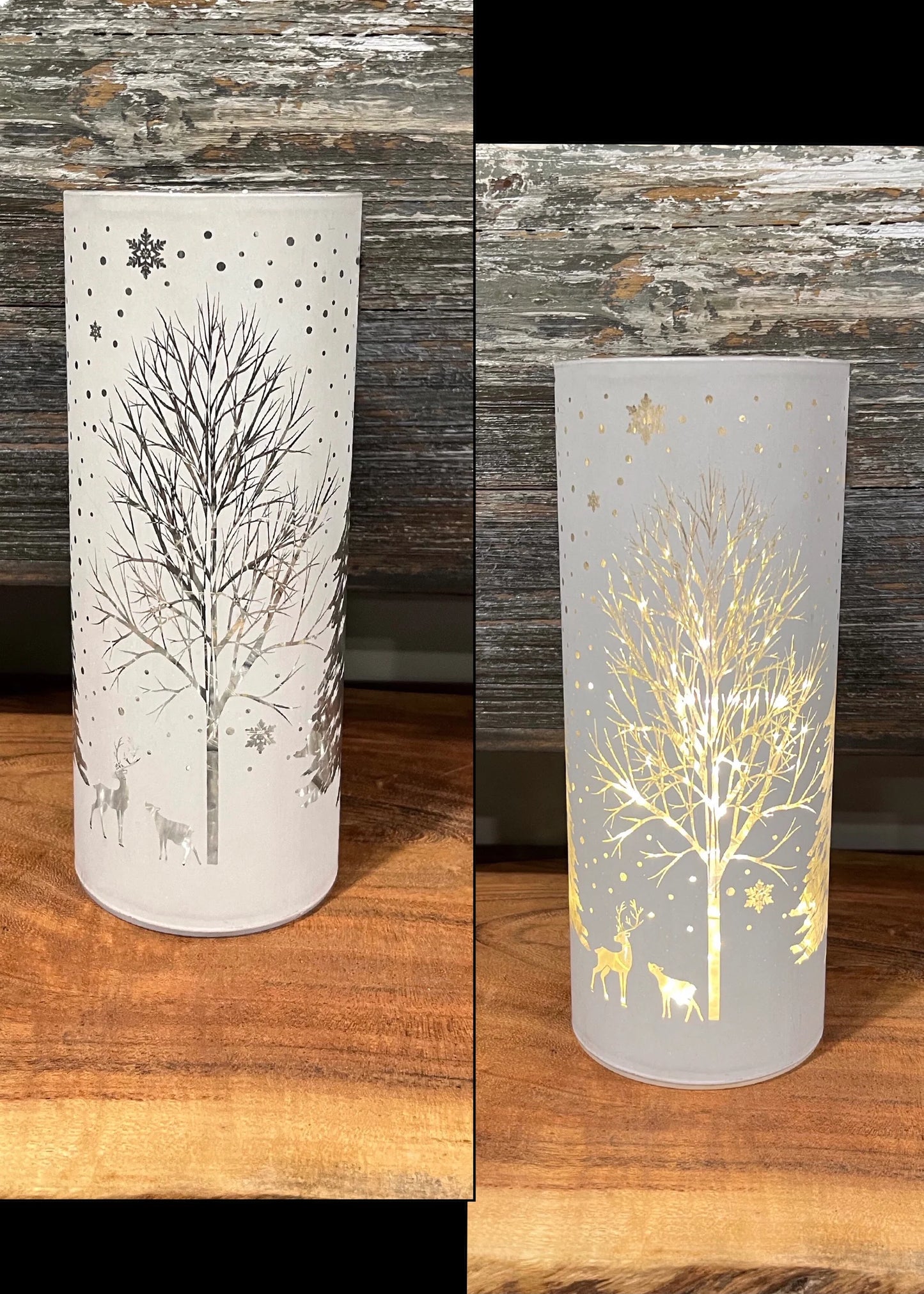 White Tree with Reindeer LED Light -Medium