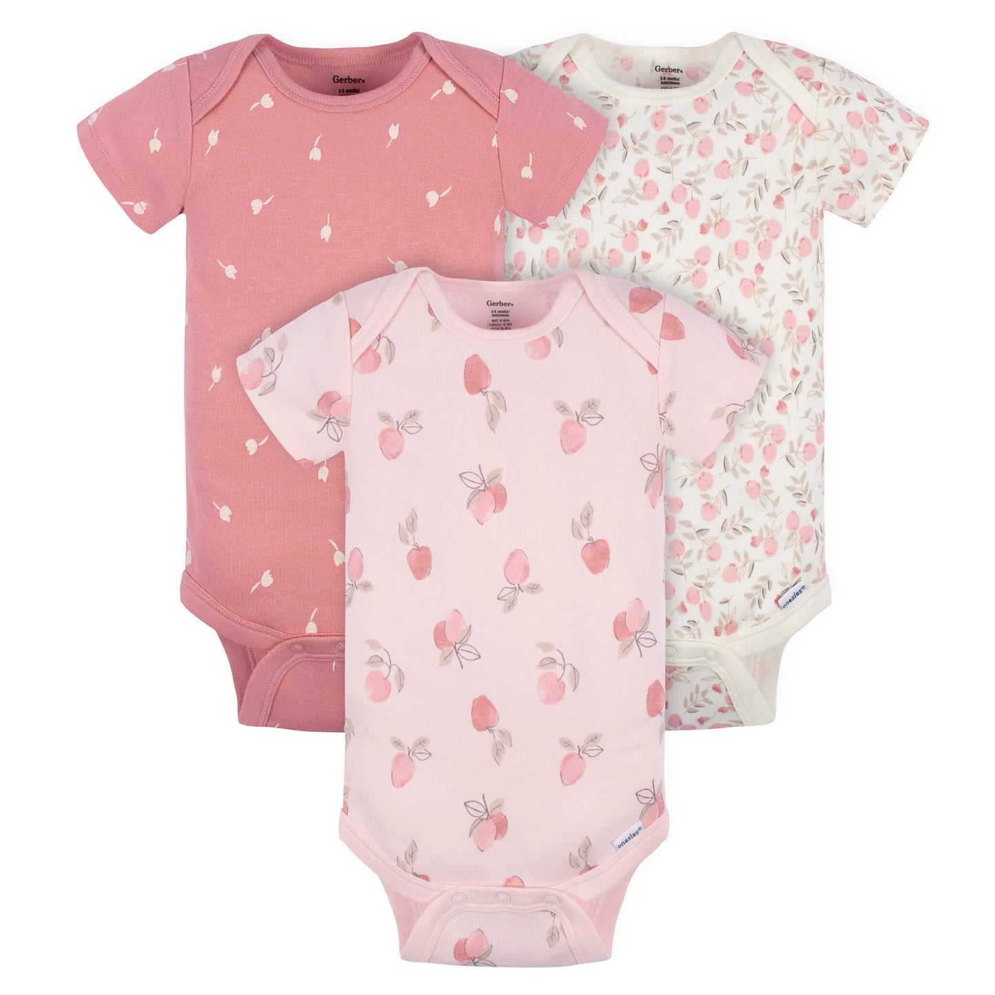 Appley Sweet Onesies - 3 Pack - 3-6m