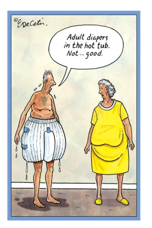 Adult Diapers In the Hot Tub - Birthday Card