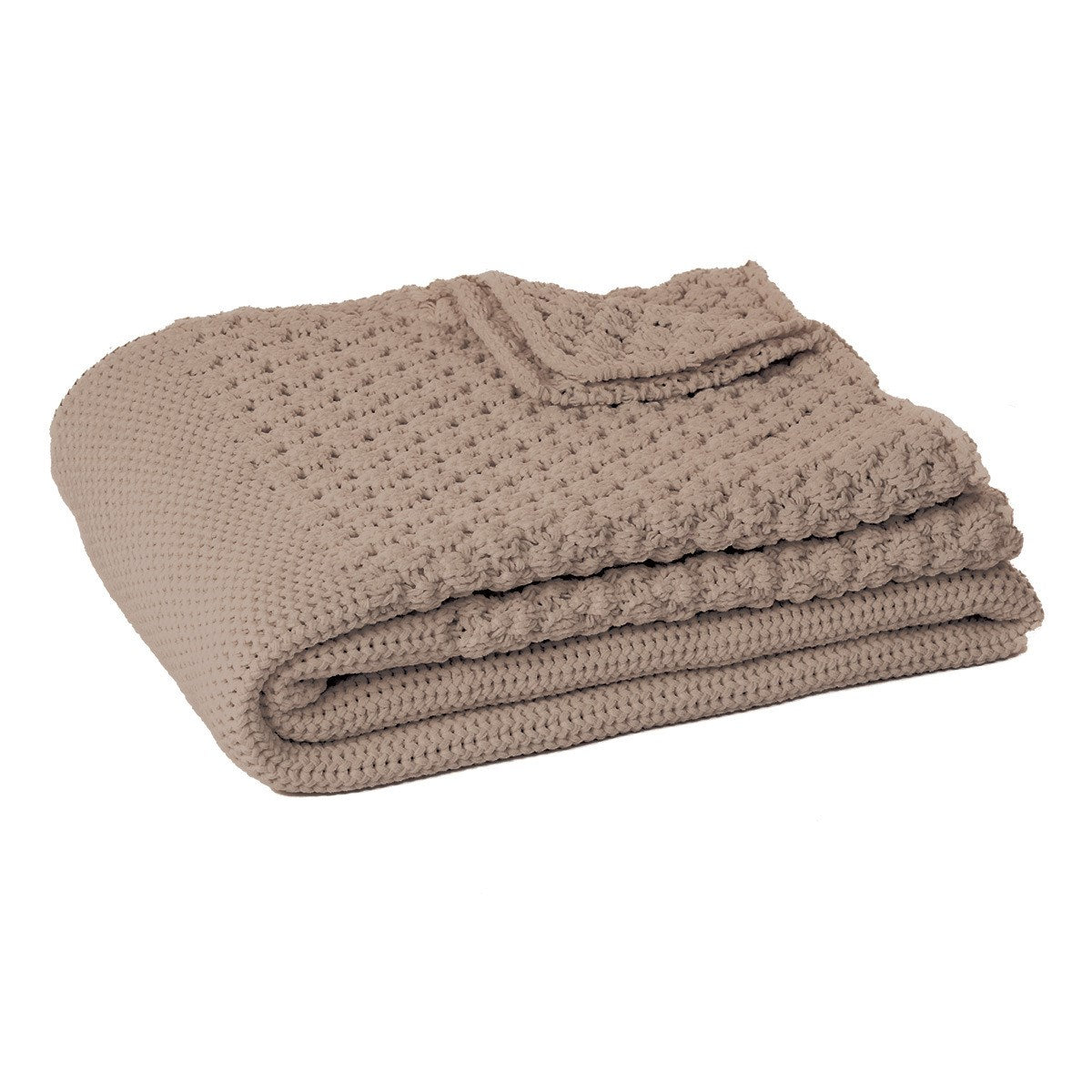 Taupe Knit Throw - Basket