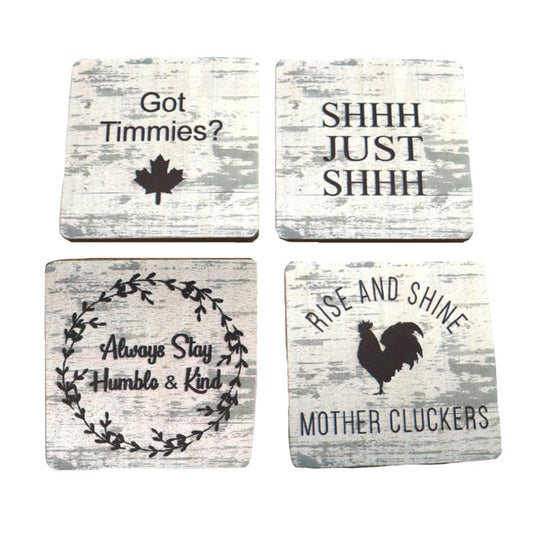 Farmhouse Coasters s/4 Assorted
