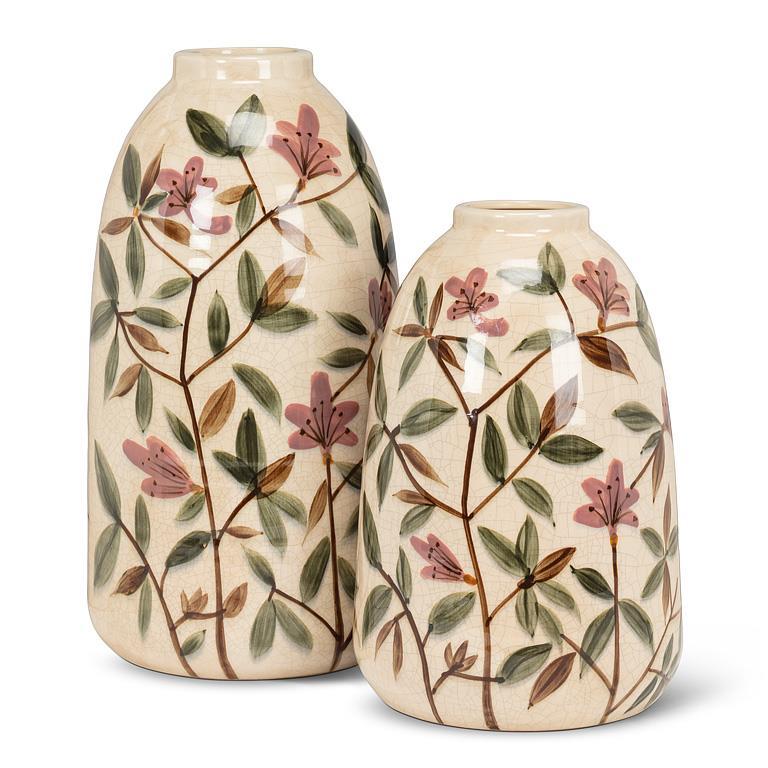 Pink Floral Tall Vase - Large