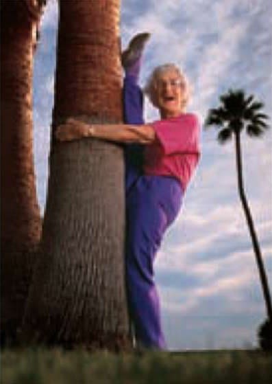 Birthday Card - Elderly Woman With Leg Up