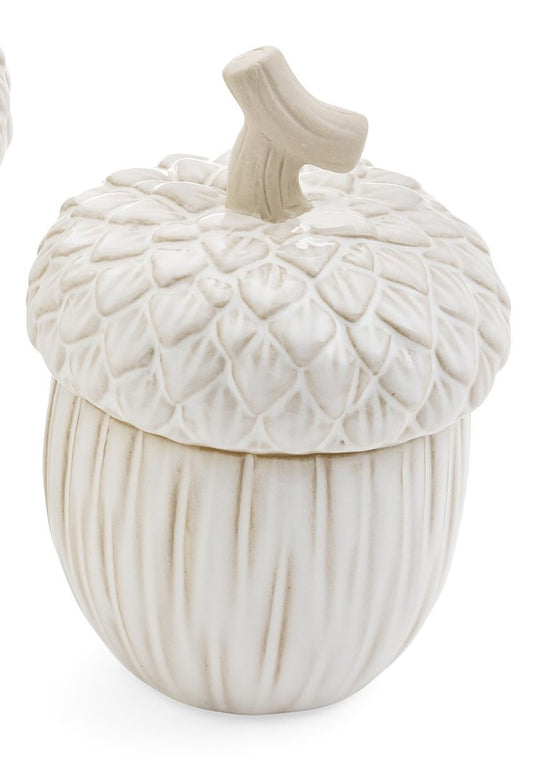 White Lidded Porcelain Acorn - Small