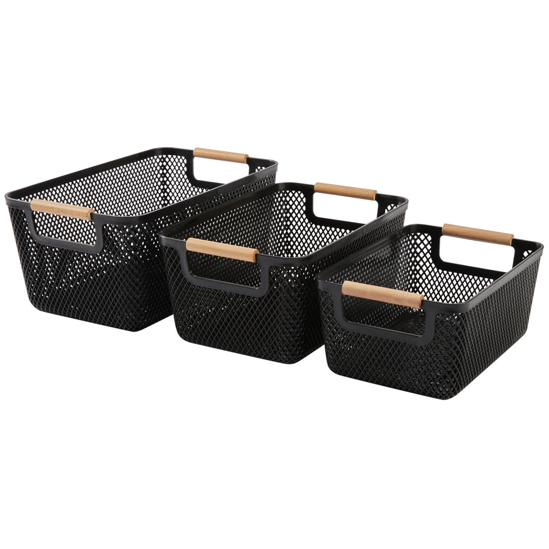 Multipurpose Storage Bin Set of 3 Black