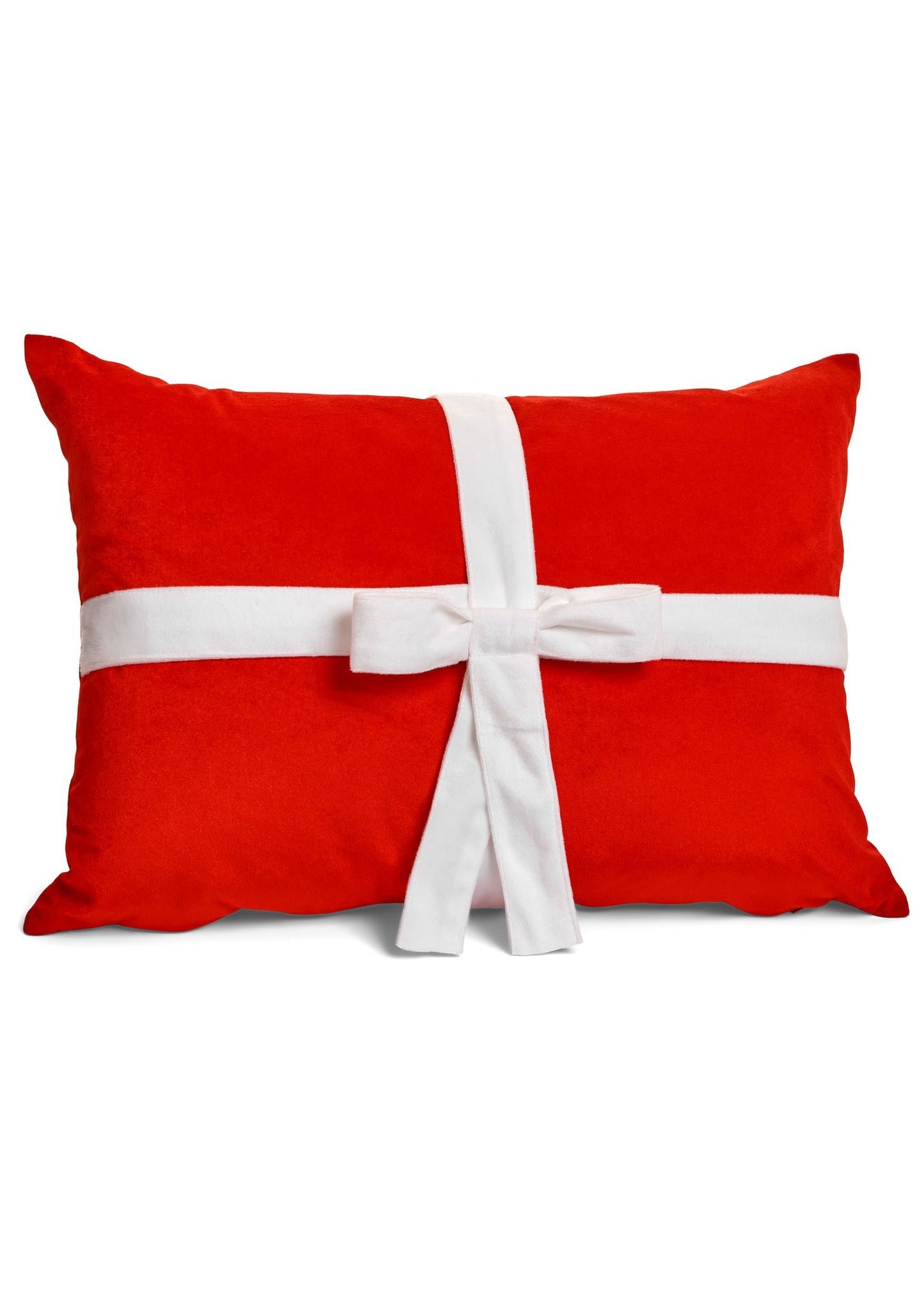 Red Cushion with Cream Bow Rectangular