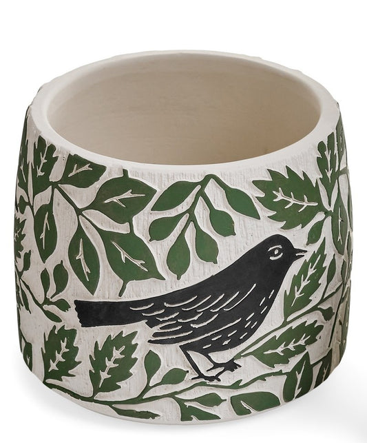 Planter with Black Bird