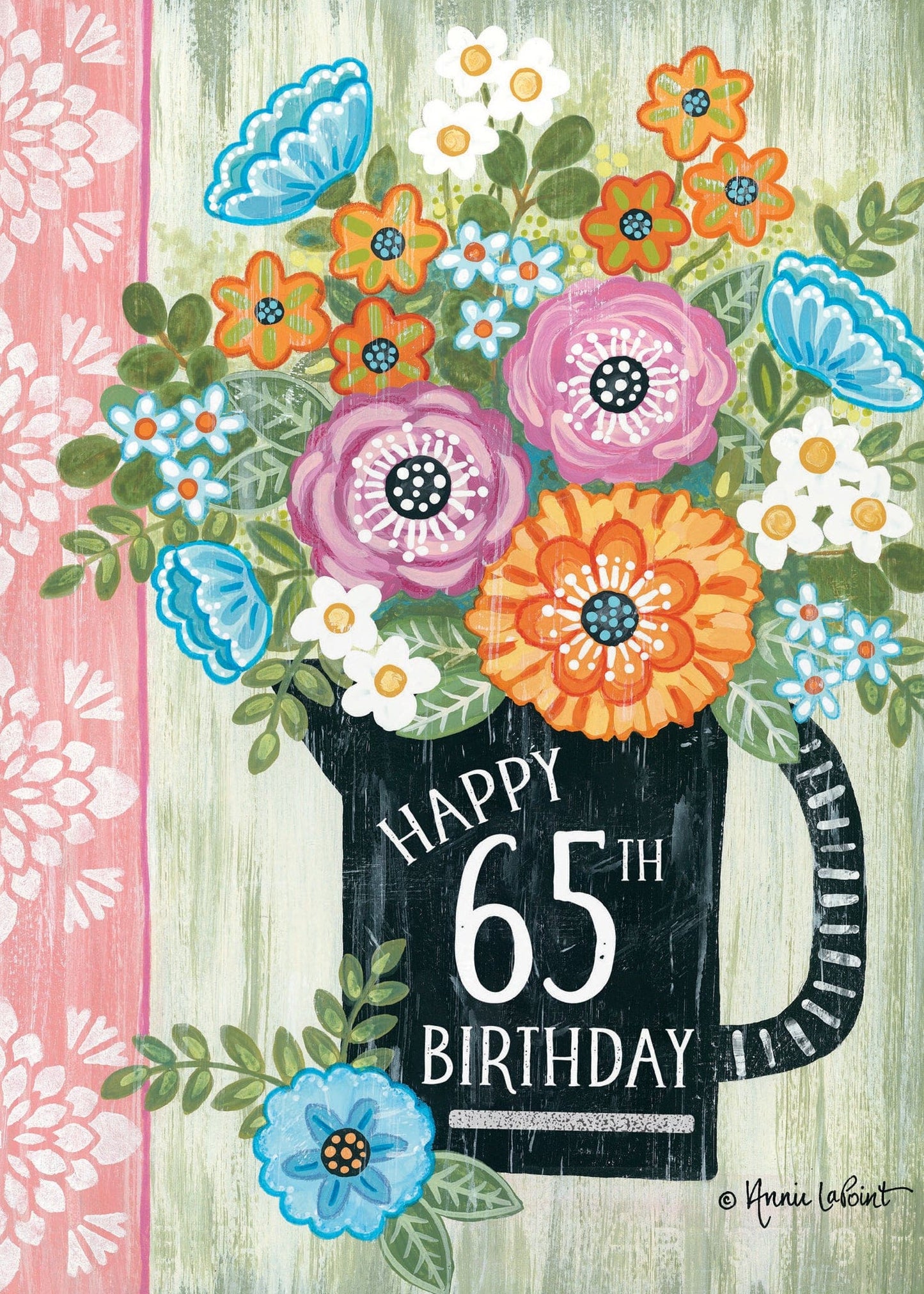65th Birthday Card - Bday Flowers