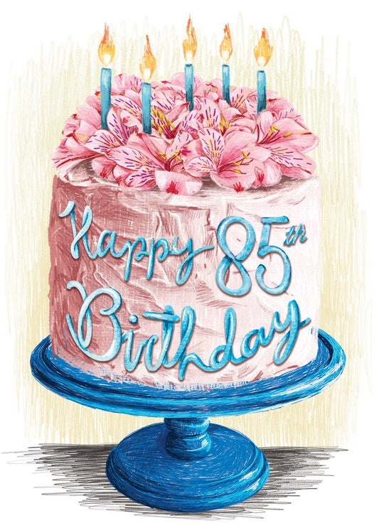 85th Birthday Card - 85th Lily Cake