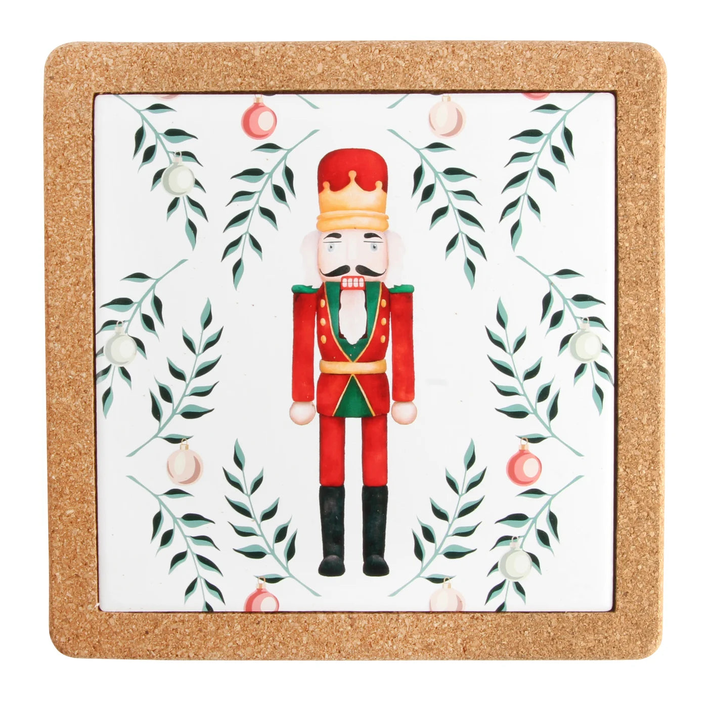 Traditional Nutcracker Ceramic & Cork Oversized  Trivet