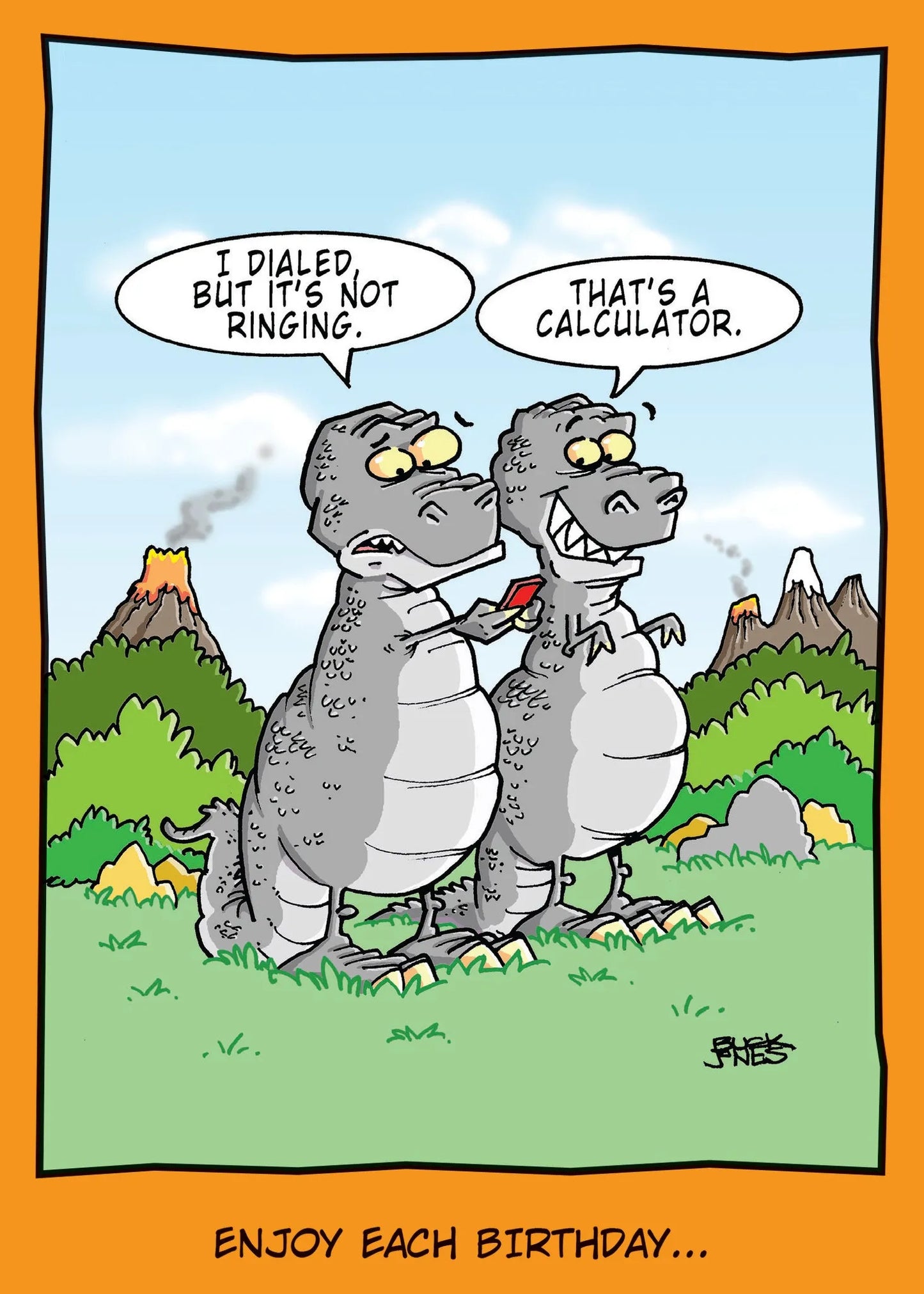 Birthday Card - Dino Trying To Make Call