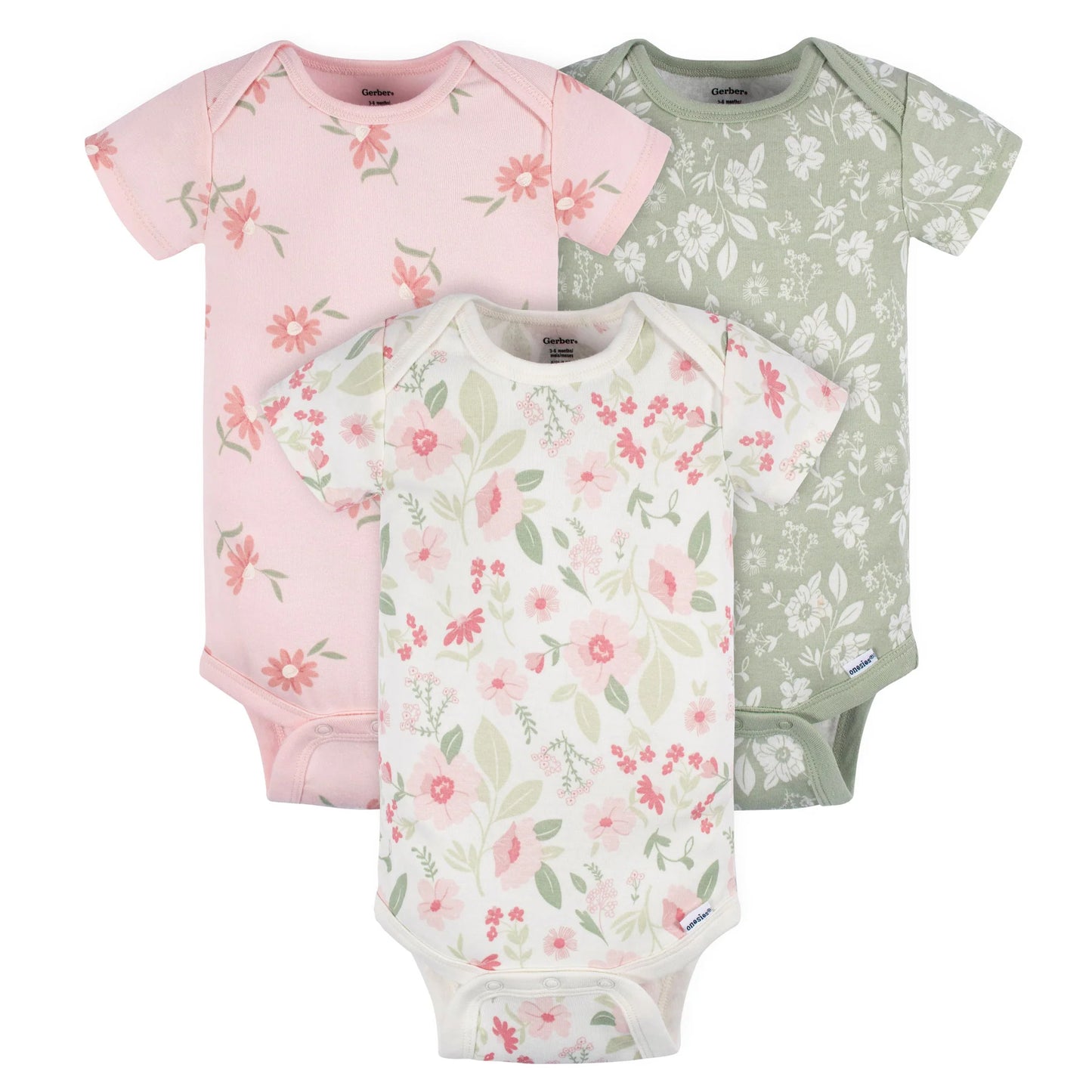 Peony Onesies - 3 Pack - 3-6M