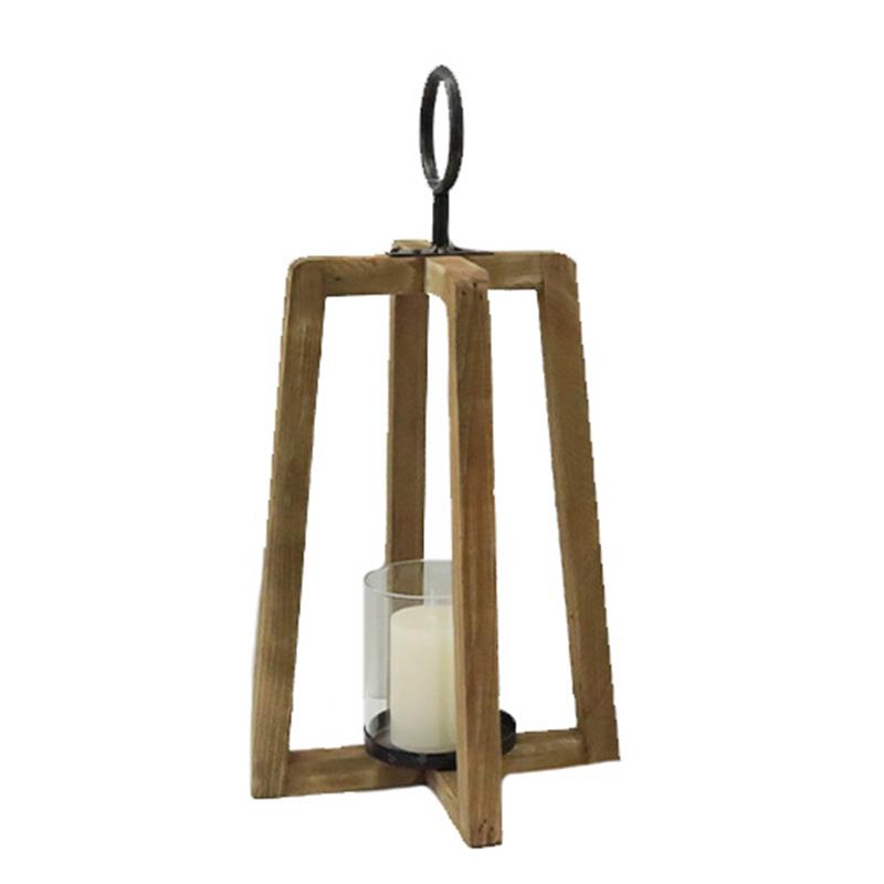 Wood with Metal Lantern - Large