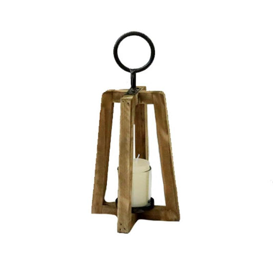 Wood with Metal Lantern - Small