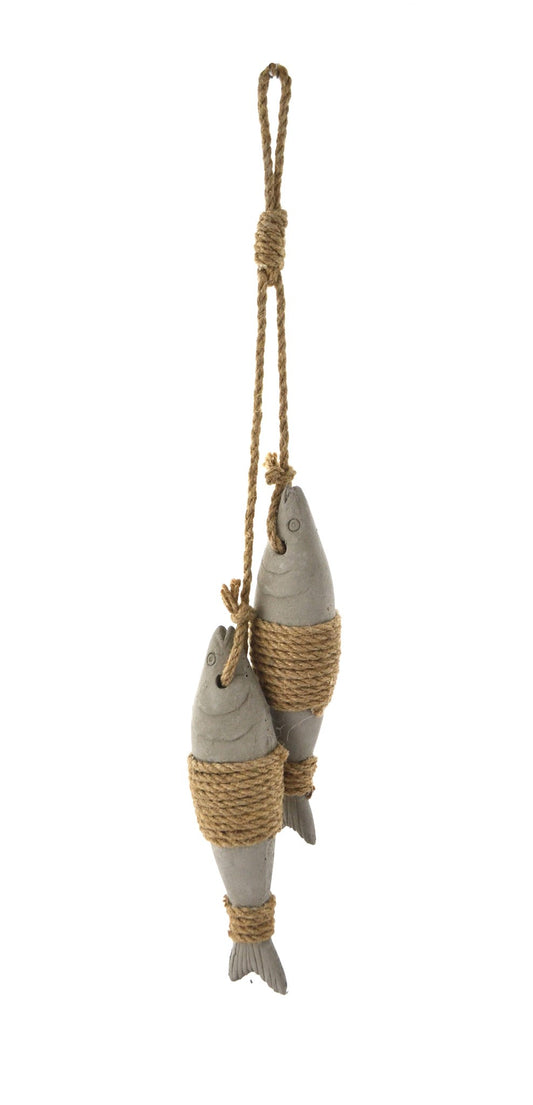 Two Cement Fish on Rope