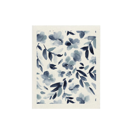 Watercolour Blue Floral Sponge Cloth