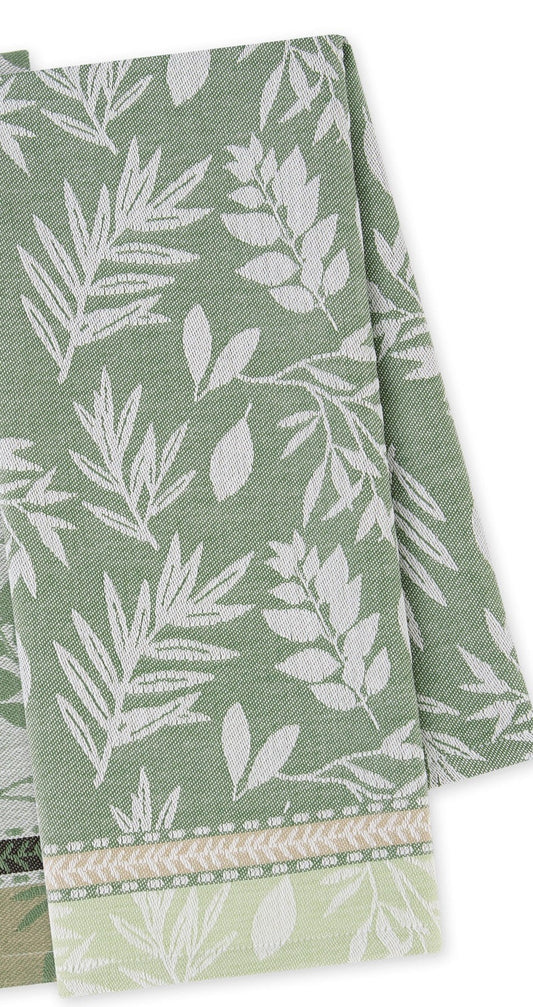 Garden Greens Jacquard Dish Towel - Dark Green