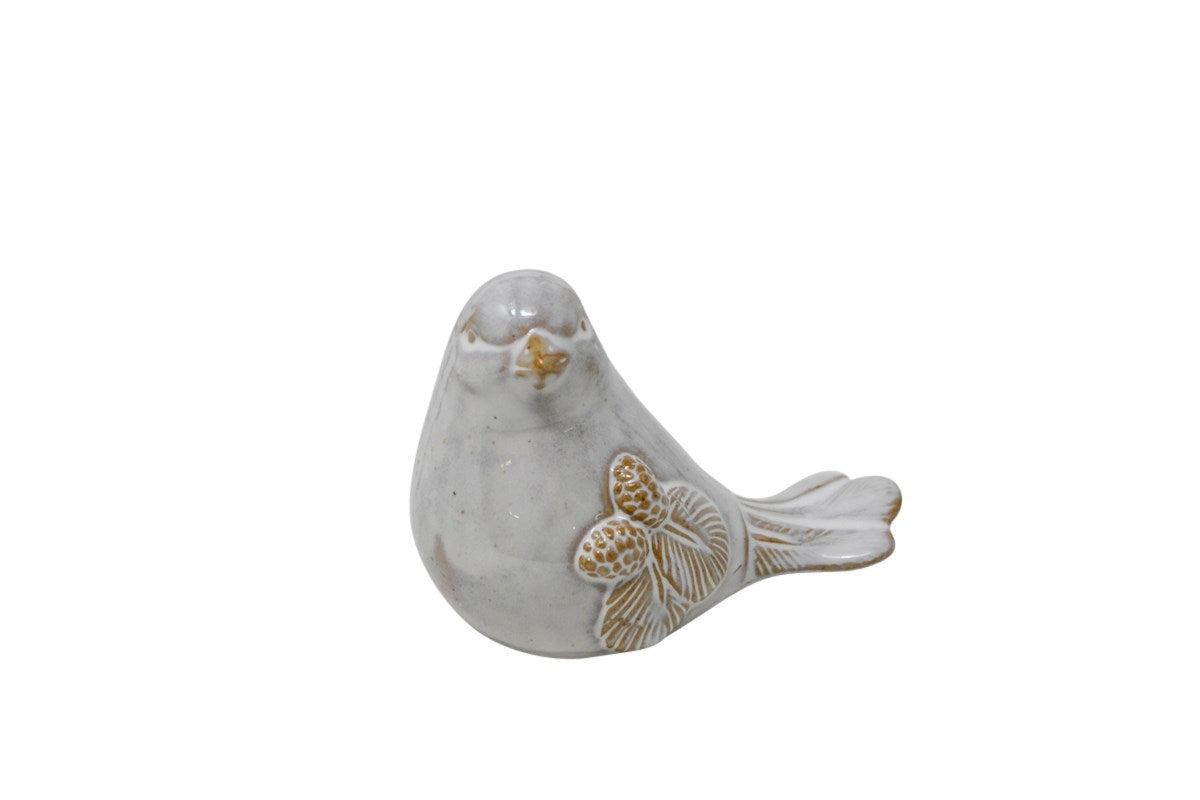 Natural with White Glaze Bird