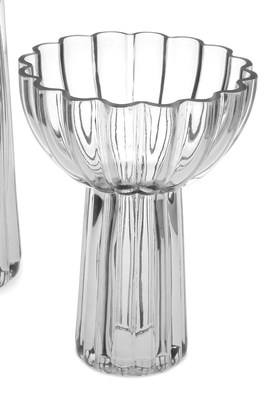 Ribbed Glass Clear Vase - Small