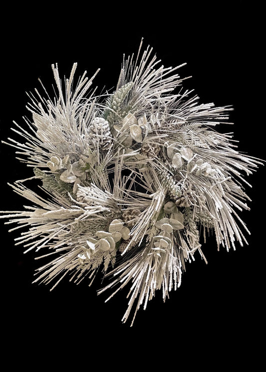 Snowed Sugar Pine Wreath with Pinecones 24"