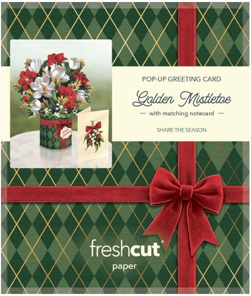 Pop Up Card - Golden Mistletoe