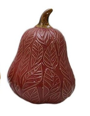 Short Burgundy Ceramic Pumpkin