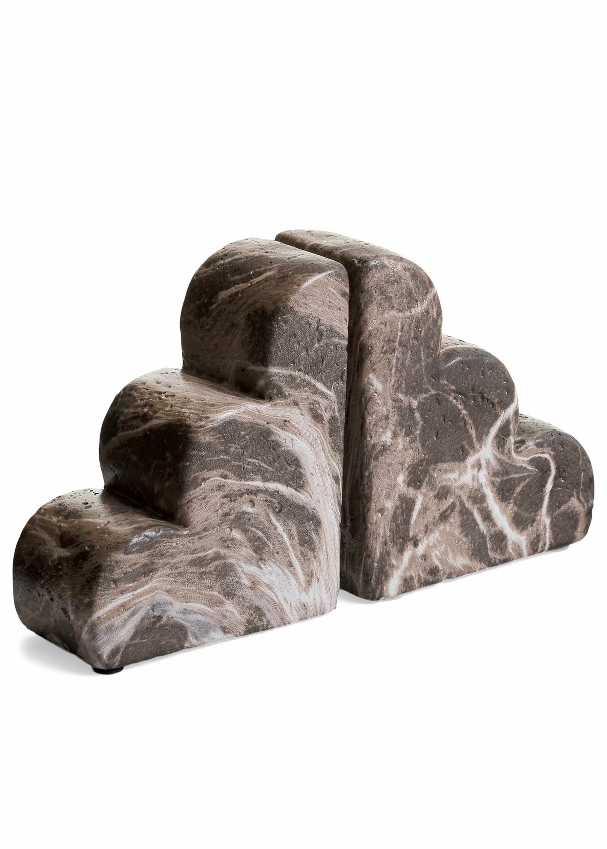 Cement Marble Look Bookends- Brown