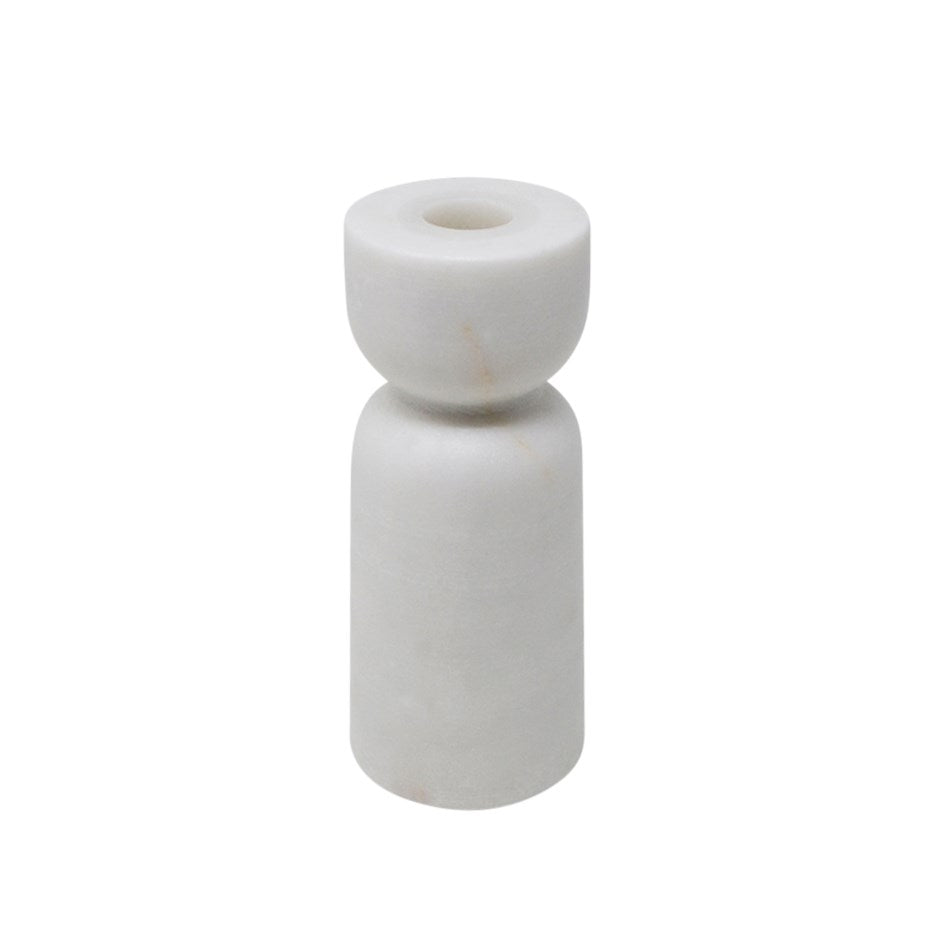 White Marble Candle Holder - tall/wide