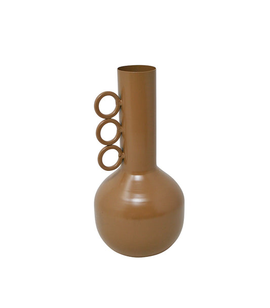 Metal Vase with 3 Rings - Taupe