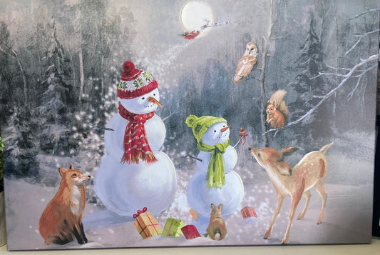 Snowmen with Woodland Creatures Print *Store Pick Up Only