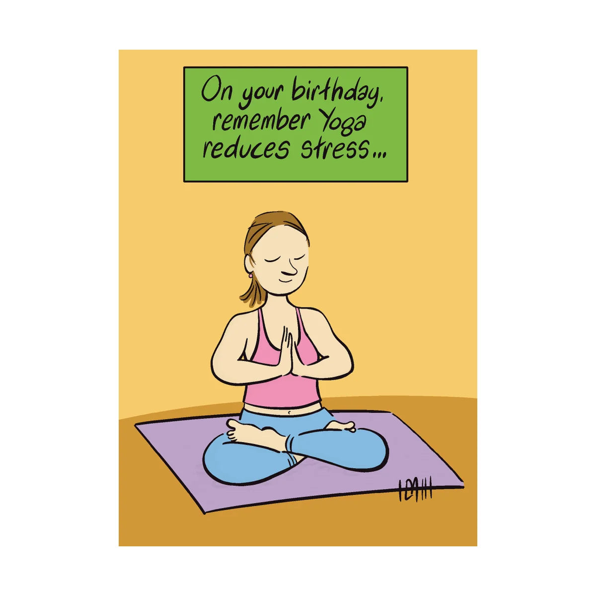 Yoga Reduces Stress Birthday Card
