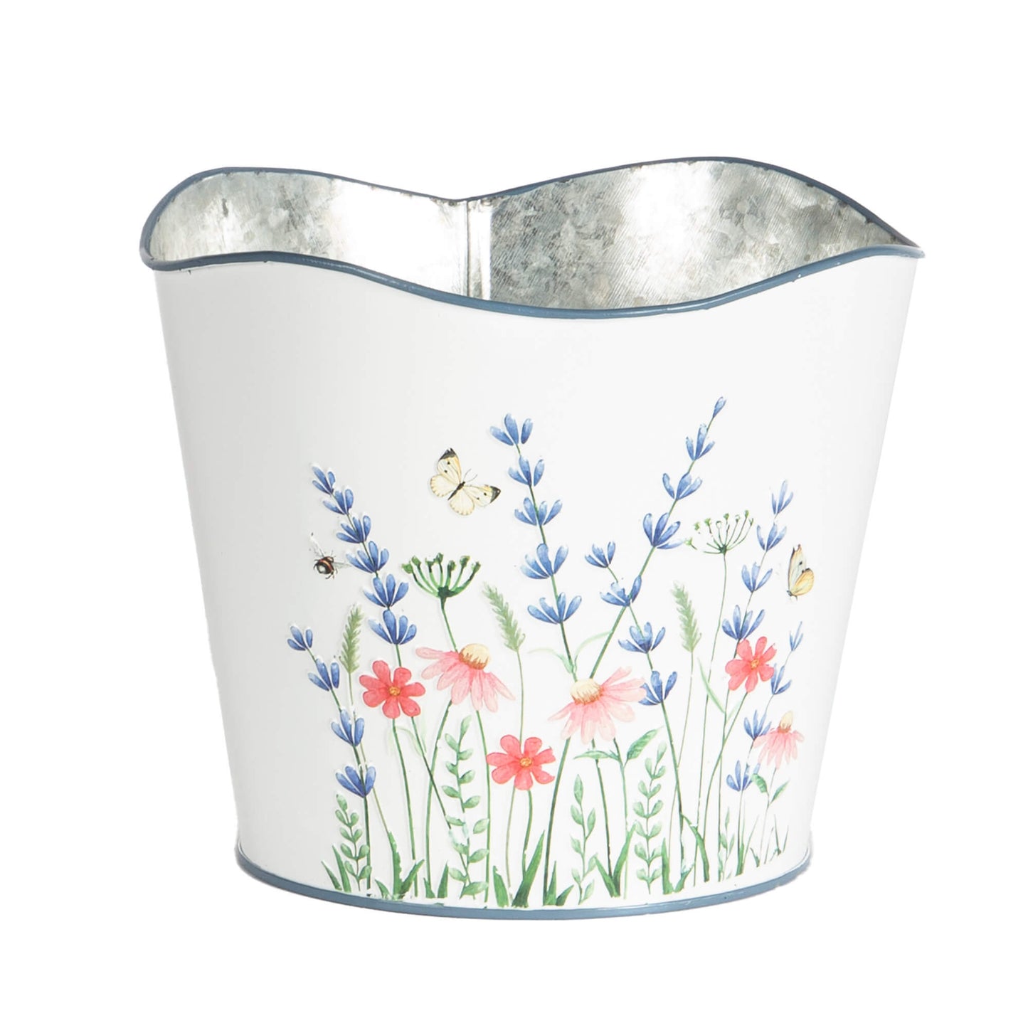 White Floral Embossed Pots (3 Sizes)