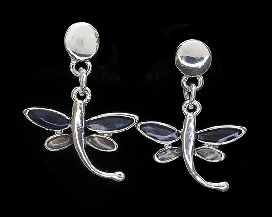 Grey and Silver Dragonfly Earring