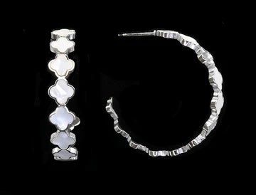 Clover Shell Link Hoop Earring