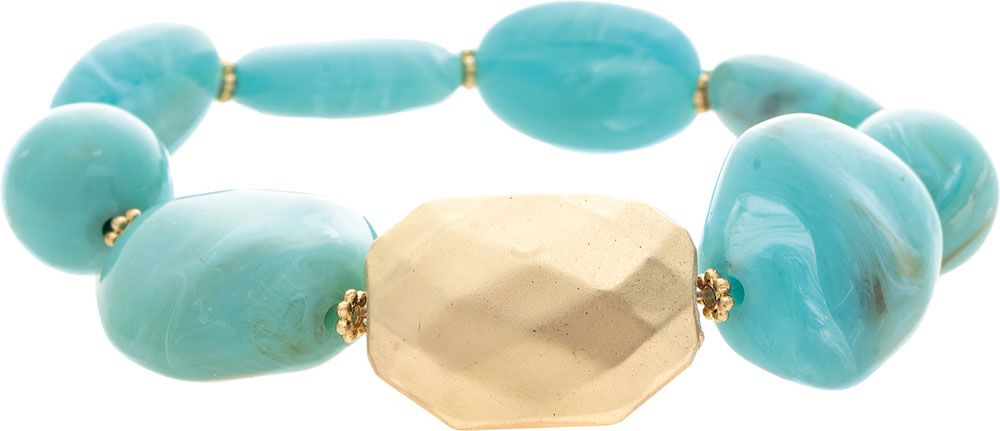 Rain - Gold Blue Pebbles Chunky Bracelet