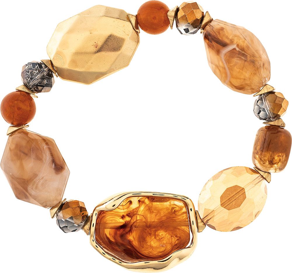 Gold Brown Baubles Glass Beads Bracelet