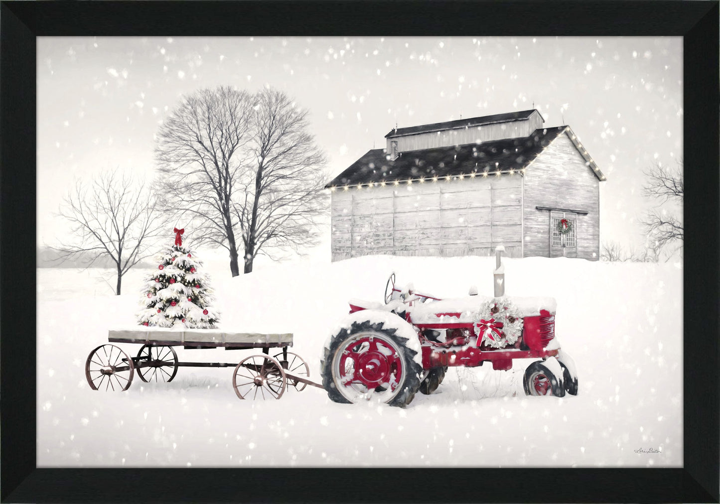 Tractor in the Snow Framed 24" x 36" **Store Pickup Only**