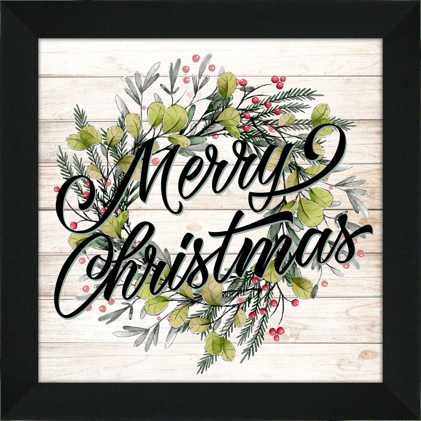 Framed Merry Christmas Wreath 18" x 18" **Store PIckup Only**