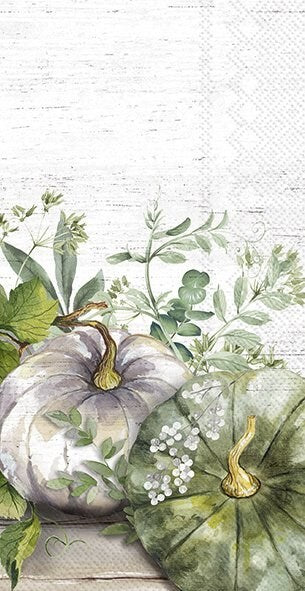 Green and White Pumpkin Napkins - Assorted Sizes