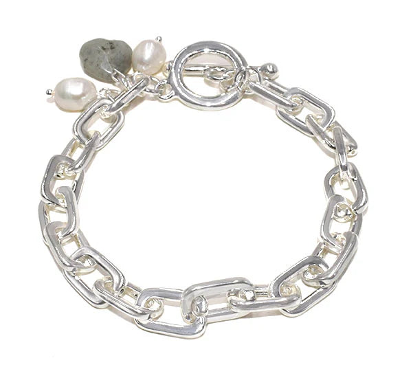 Pearl Chain Bracelet-Silver