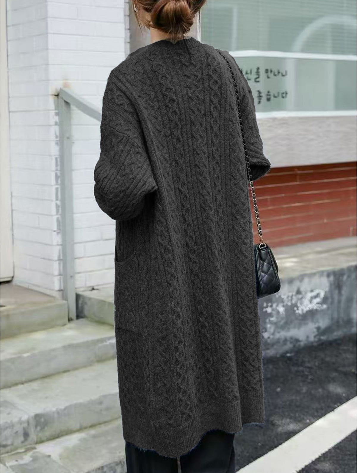 Black Cable Knit Cardigan