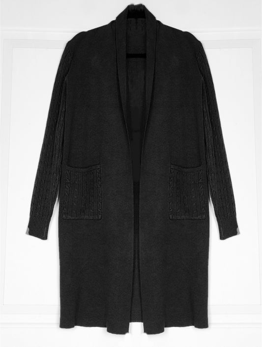 Knit Cardigan with Pockets - Black