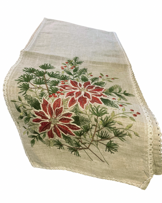 Poinsettia Applique Table Runner