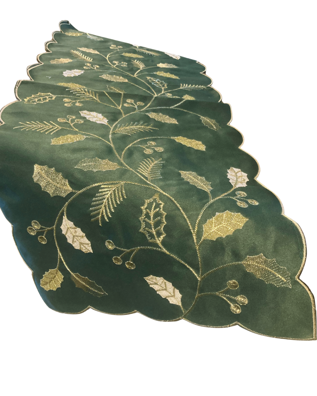 Green with Holly Scroll Table Runner