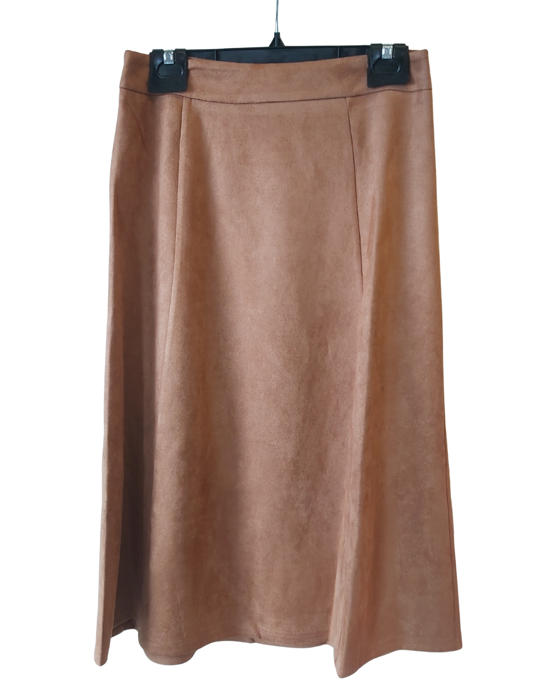 Faux Suede Midi Skirt - Brown