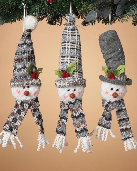 Plush Snowman Holiday Ornament 6"