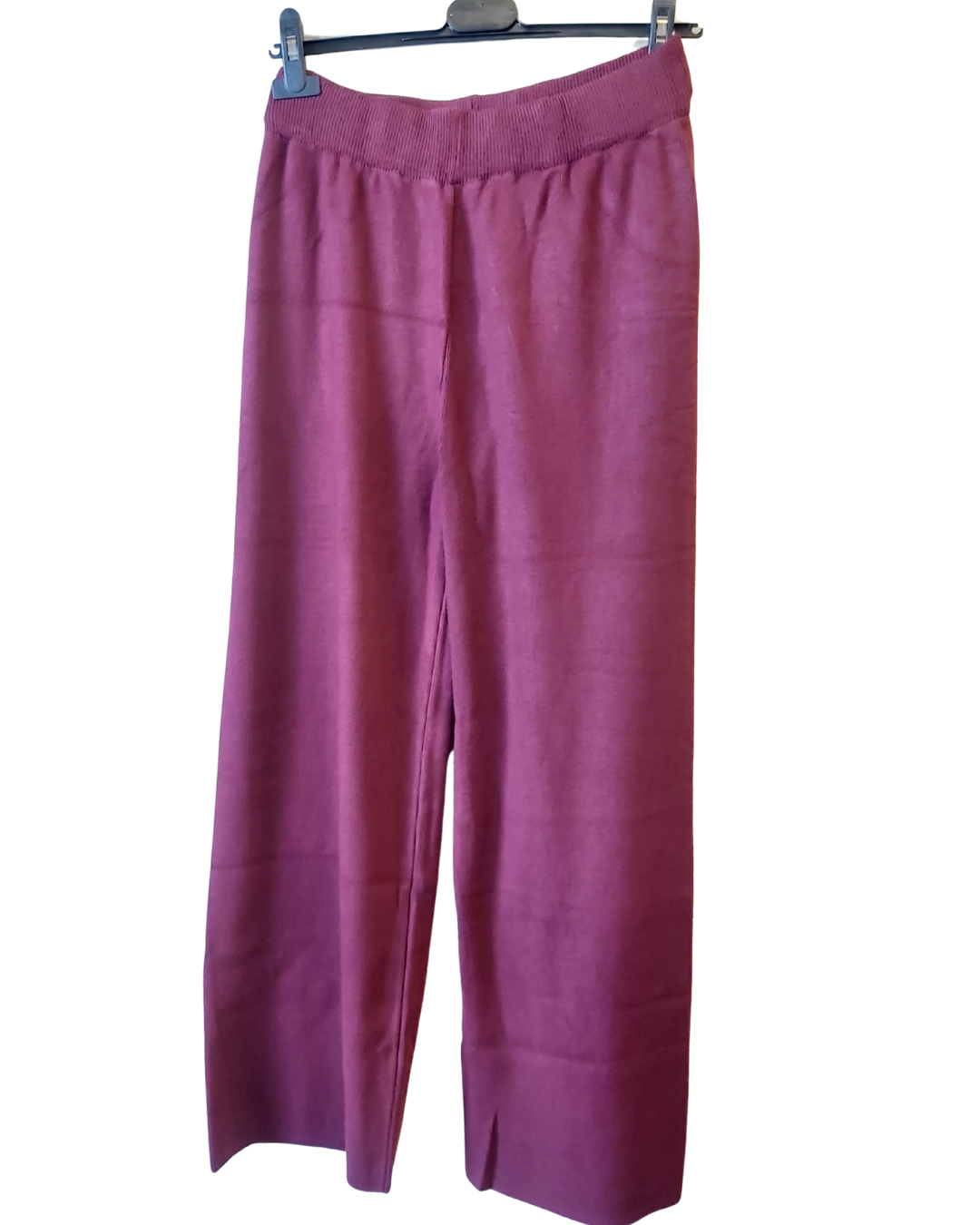 Wide Leg Knit Pants -Burgundy