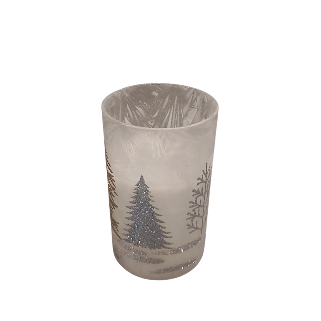 LED Candle with Gold and Silver Trees (3 Sizes)
